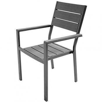 Sedia moderna Tenerife con braccioli grigi e look effetto legno