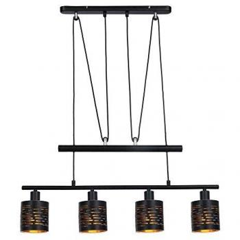 GLOBO Pendelleuchte 15342-4HZ schwarz gold Kunststoff Metall B/H: ca. 70x180 cm E14 4 Brennstellen
