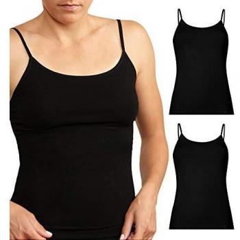 DANISH ENDURANCE Women's Bamboo Vest Top, Seamless 2 Pack (Black, S)