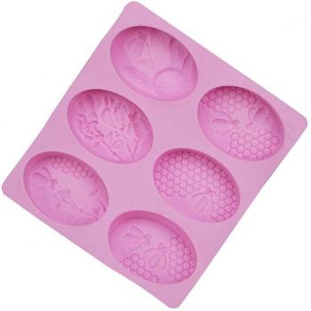 Moule à savon ovale en gel de silice 6 cavités abeille