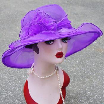 Sombrero de Boda de Organza con Volantes, Estilo Derby para Mujer