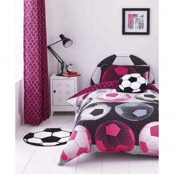 Catherine Lansfield Neon Football Easy Care Double Duvet Set Pink – 250x260cm