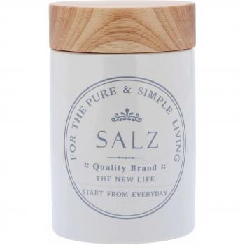 KHG Glasur‑Salztopf – Rund, 500 g, Holzverschluss