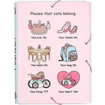 Cartella con elastici Pusheen The Cat A4 con disegni di Pusheen e chiusura con velcro
