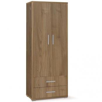 Armario Compacto de 2 Puertas y 2 Cajones en Madera Nogal
