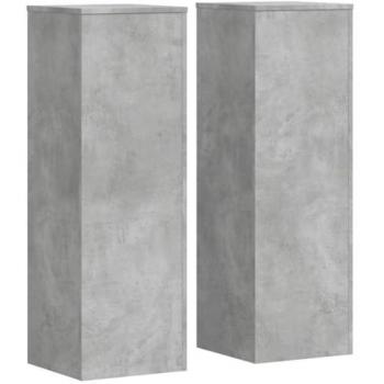 VidaXL Set of 2 Plant Stands Concrete Grey 33x33x100 cm Engineered Wood