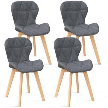 Set di 4 Sedie da Pranzo Roxane, Colorazione Grigia, Schienale PU Bi‑Materiale