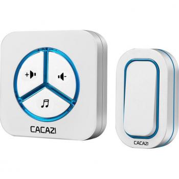 Timbre de puerta LED CACAZI inalámbrico IP44, enchufable, 280M de alcance