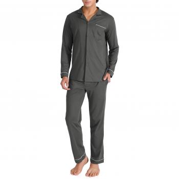 Ensemble de literie pour homme Genuwin, pyjama en coton manches longues (taille XL, gris foncé)