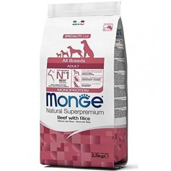Monge All Breeds Adult Manzo e Riso 2,5 kg Crocchette Monoproteiche per Cane