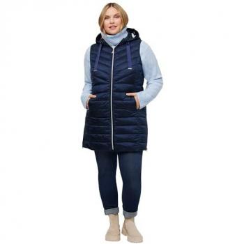 Long-Steppweste für Damen, große Größen, blau, 46/48, mit Stehkragen, Ulla Popken