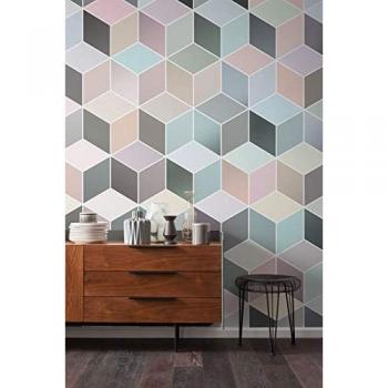 Komar Vliestapete »Cubes Pastel«, 200x250 cm, grau, 100 cm Bahnbreite