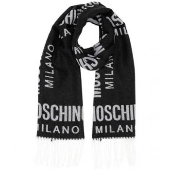 Moschino Winter Scarves Logo Wool Scarf Multicolour Pattern