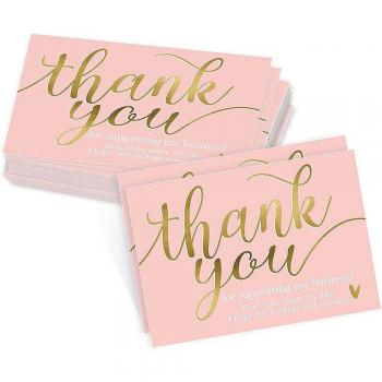 30pcs Pink Gold Foil Business Thank You Cards