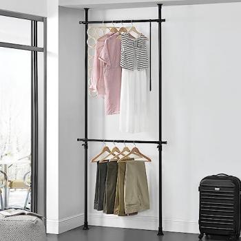 Appendini Telescopico Kemi 2 Barre Nero, Alt. 105-278 cm, Larg. 75-115 cm