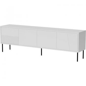 Abodabi 4‑ante TV‑Stand 200 cm – MDF con frontale fresato bianco opaco (Bim)