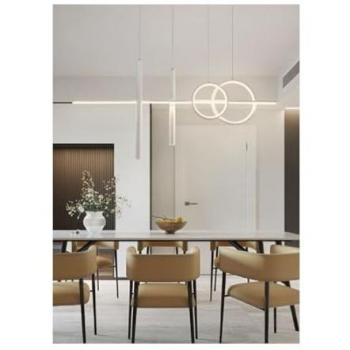 Lampadario Sospeso con Anelli e Cilindri Luce Regolabile 6500k 4000k 3000k Bianco Naturale