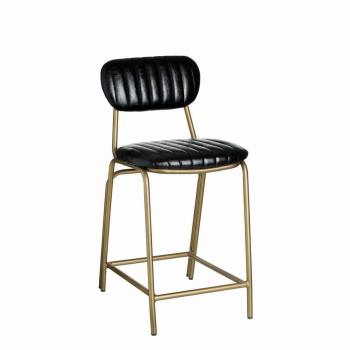 Goldakzent Hocker 42 x 49 x 88 cm Schwarz Metall Polyurethan