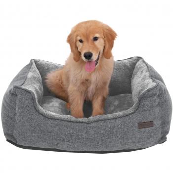 Feandrea Lit pour chien en tissu peluche, Gris