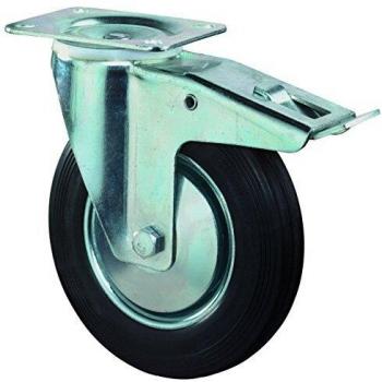 Ruote girevoli Ø 125 mm HP, gomma 105×80 mm, freno completo, carico 100 kg