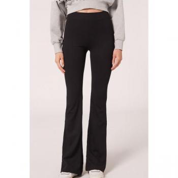 Pantalon Pattes d’Éléphant Gris Foncé Femme XS