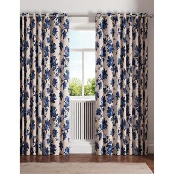 Ted Baker Midnight Floral Lined Curtains – Blue, 90 × 54