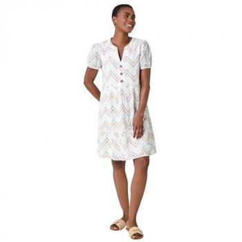 Robe Tunique Zig-Zag Blanche en Coton 100%