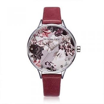 Victoria Hyde Fashionable Women’s Floral Face Quartz Watch on Leather Strap