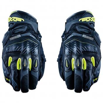 Guanti moto Five X-Rider WP in pelle impermeabili invernali nero giallo fluo