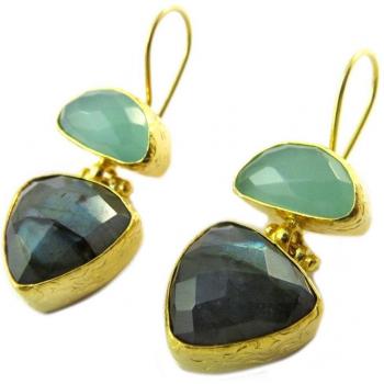Lily's Schätze [P2253] – Handgefertigte Bettlaken in Grau‑Grün‑Gold mit Goldprägung – 28 × 15 mm grün