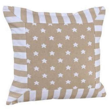 Coussin en housse Beige Étoiles et Rayures 45 x 45 cm