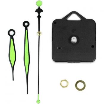 Black Quartz Clock Replacement Parts with Luminous Green Hands