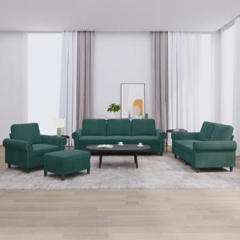 VidaXL Green Comfort Sofa Set, 4‑Part, with Cushions
