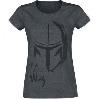 Lizenzierter Disney Star Wars Fanartikel: Mandalorian „This Is The Way“ T‑Shirt – Damen M – Graphit