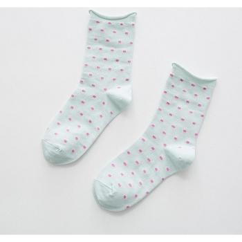 Japanese Kawaii Polka Dot Crew Socks for Women