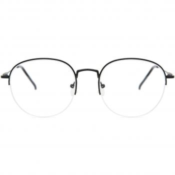 Gafas Ovaladas Semi Rimless de Metal Negro Recetadas para Hombre con Lentes Anti Azul