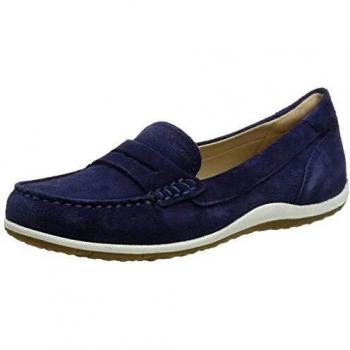 Geox D Vega Moc A, Zapatos Mocasines Mujer, Azul