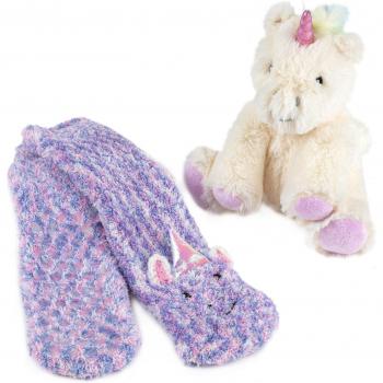 Totes Unicorn Plush Toy and Slipper Socks Set