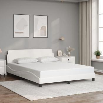 VidaXL Bett mit Kopfteil 160x200 cm Weiß Kunstleder