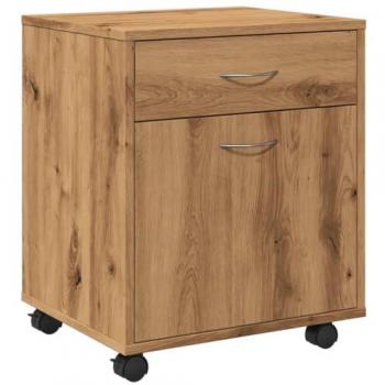 Chêne artisanal, armoire roulante 45×38×54 cm – rangement bureau