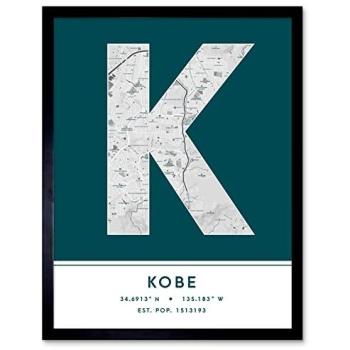 Teal Kobe City Word Frame Art