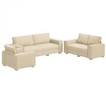 Pacchetto divani crema 3 unità 220x78x84 cm tessuto