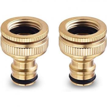 2-Pack Brass Faucet Adapter for Garden Hose 1/2 & 3/4