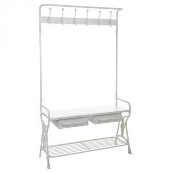 Entrée Chic Wanderlust – Rangement à manteaux métallique blanc