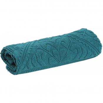 Tapis de bain uni Vivaraise Enzo en coton peacock 54 x 110