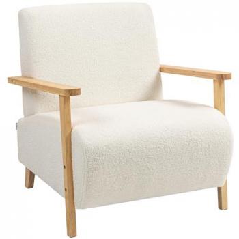 Butaca Nórdica Homcom Borreguito Crema – Ideal para Dormitorio y Sala