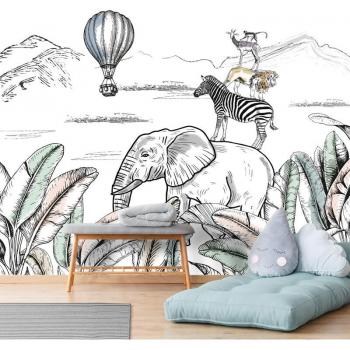 Papier Peint Multicolore Panorama 99Déco – Thème Animaux, 336×270 cm