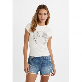 Pearl Grey Studded Print T-Shirt L