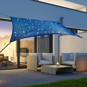 Toldo solar HI HI con 100 LED azul claro 2x3 m
