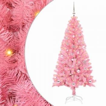 Sapin de Noël artificiel rose 150 cm avec 150 lumières LED